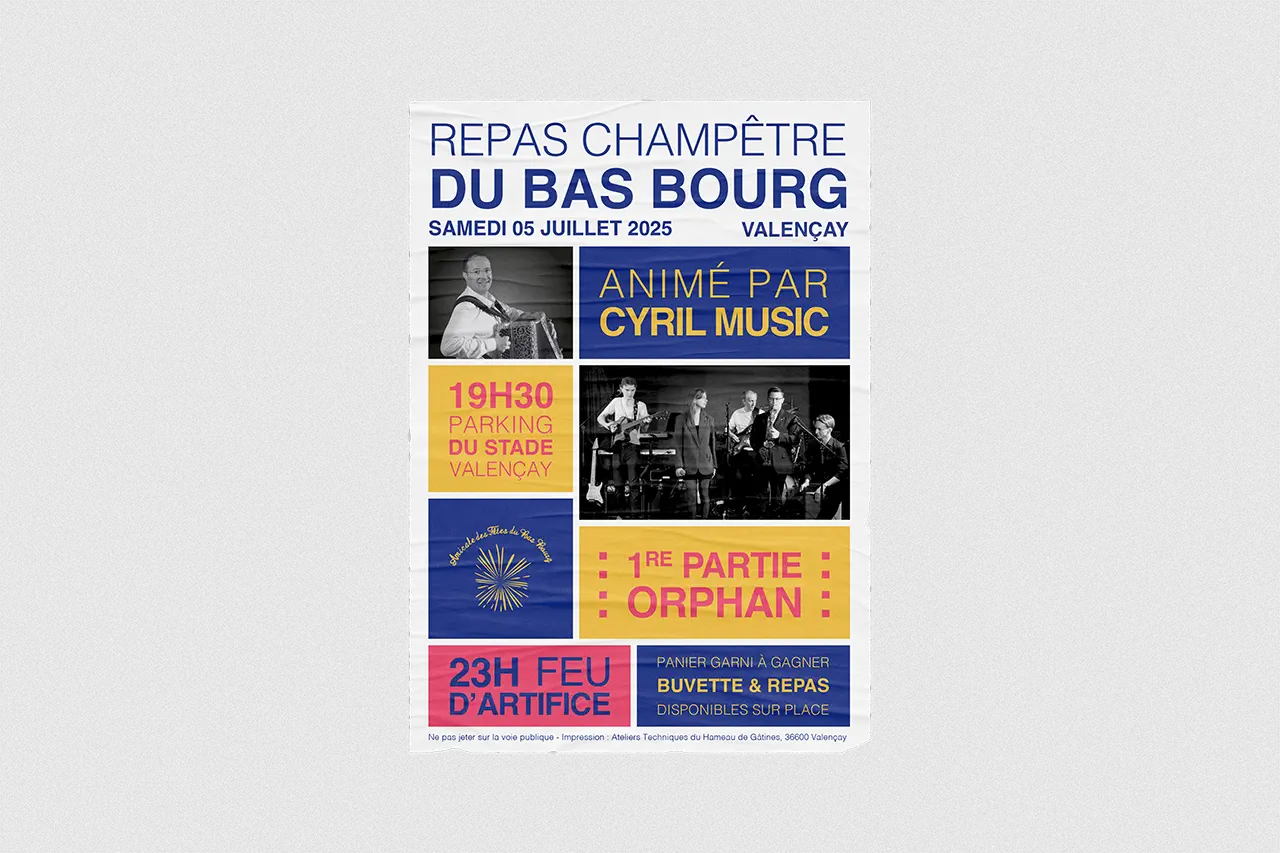 affiche pour le repas champêtre du bas bourg à valençay