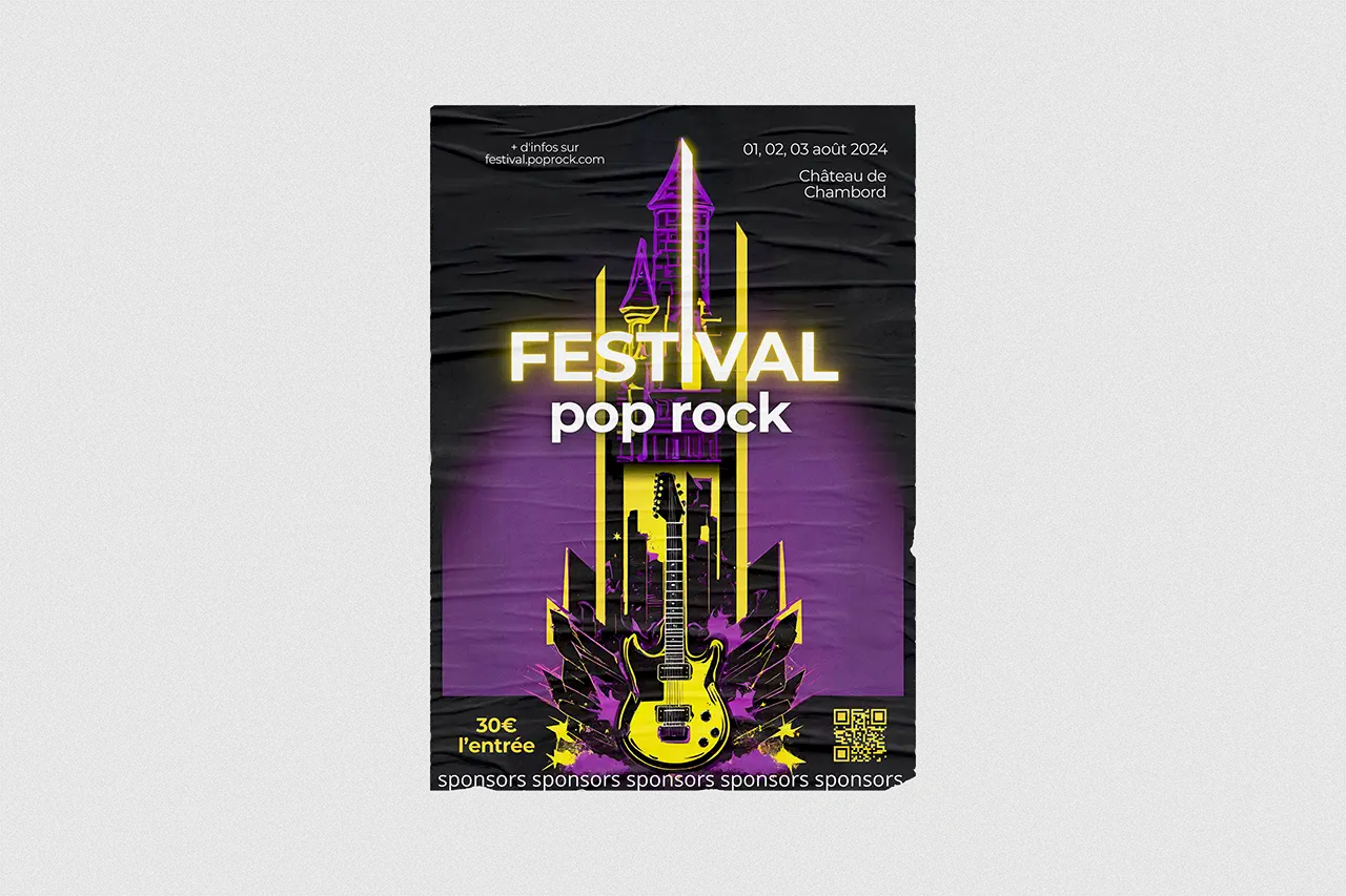 affiche fictive pour un festival de musique pop rock