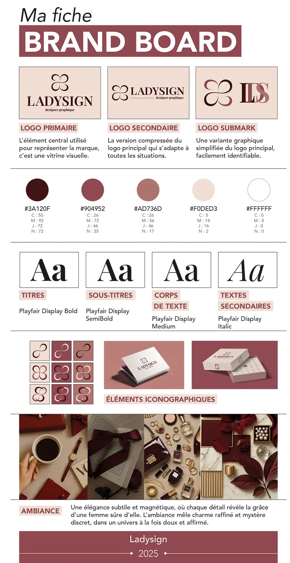 fiche brand board de l'identité visuelle de ladysign